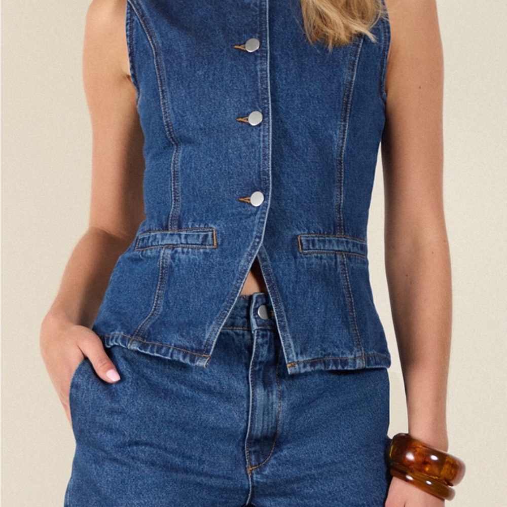 PrettyLittleThing Blue Denim Sleeveless Top